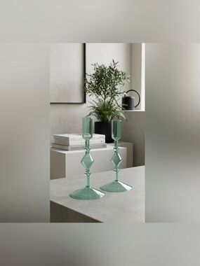 Poketo Glass Candle Stick
Holders - Set of 2